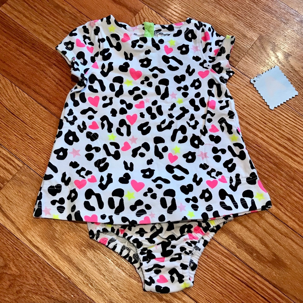 Leopard Hearts Dress & Diaper Cover Set